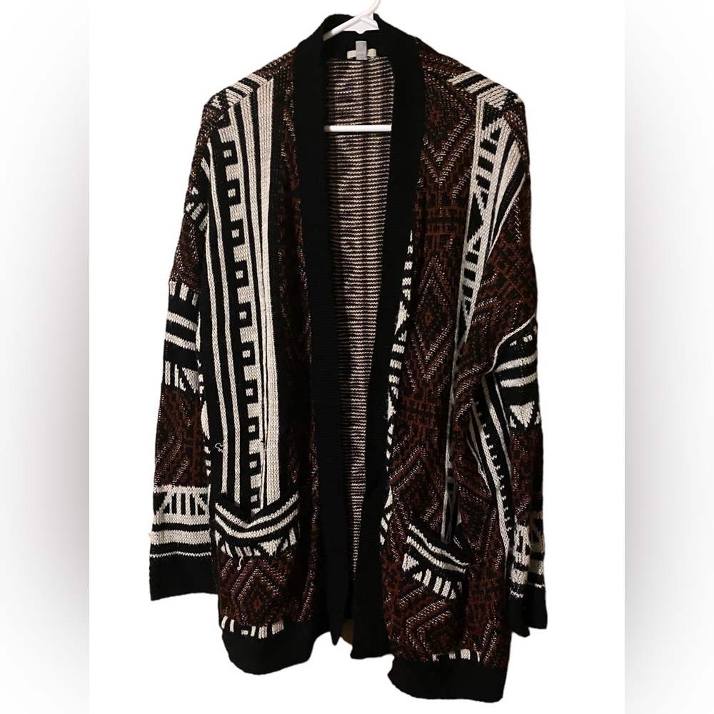 Ecote Urban Outfitter Open Front Cardigan Women Large Geometric Multicolor comfy - Picture 10 of 16